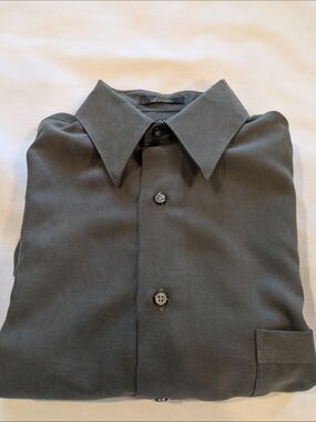Men's Van Heusen Long-Sleeve Button-Up Dress Shirt - Gray Size 16